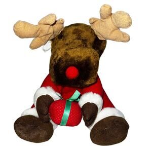 Vintage Christmas Reindeer Moose Plush Stuffed Animal Toy